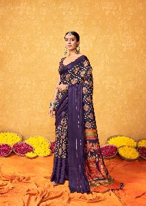 cotton satin zari saree