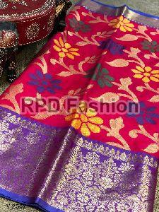 Designer Handloom Ikat Weaving Silk Sarees