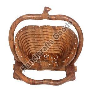 Wooden Apple Shaped Folding Basket