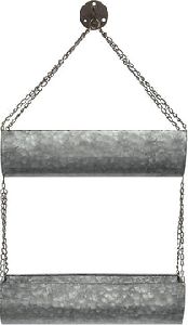 2-Tier Galvanized Iron Hanging Planter Rack with Chain and Hook