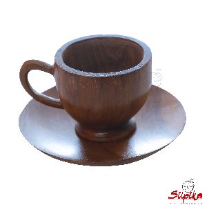 Wooden Cup and Saucer Set