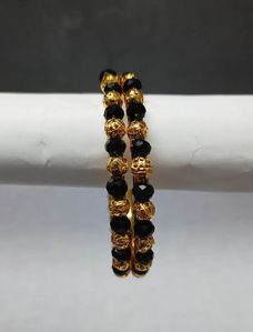 Black Crystal Gold Plated Bangles