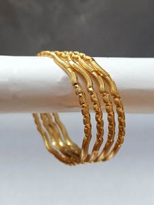 RD30005 Gold Plated Zig Zag Brass Bangles