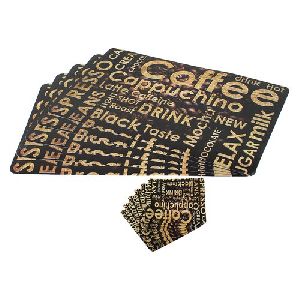 Coffee Print Table Mat With Coaster Set