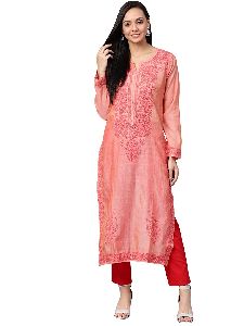 Chanderi Chikankari Kurti