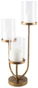 Glass Brass Plated Iron Tea Light Holder