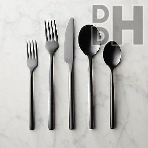 5 Pcs Black Steel Cutlery Set