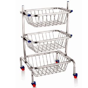 Square Stainless Steel Kitchen Trolley