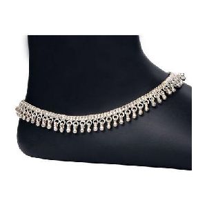 Party Wear Silver Anklets