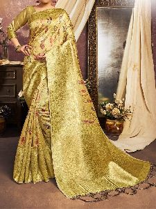 Floral Printed Silk Saree