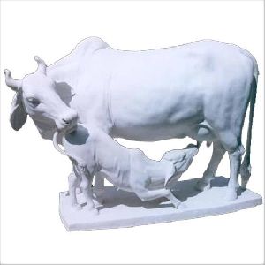 Stone Handcrafted Cow & Calf Statues