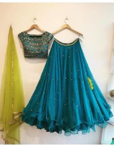 Indian Rani Umbrella Flair Pearls Work Lehenga Choli