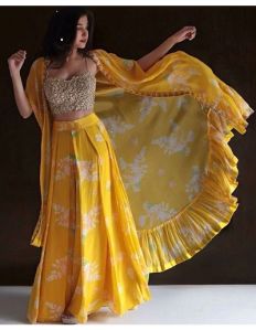 Lemon Yellow Struck Lehenga Choli