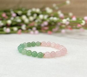 Rose quartz and green aventurine combination bracelet