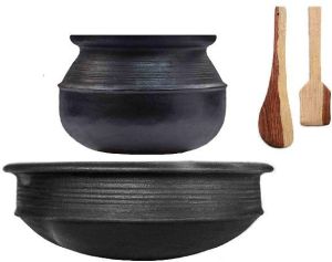 Black Clay Handi And Pot