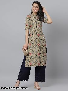 Floral Printed Rayon A-Line Kurta