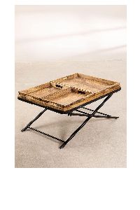 Mango Wood and Metal Coffee Table