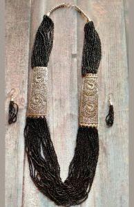 Black Beaded Multi Layered Necklace Set