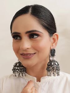 Mirror Work Jhumka Earrings