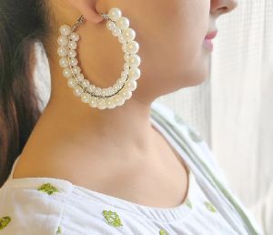 Statement Pearl Hoop Earrings