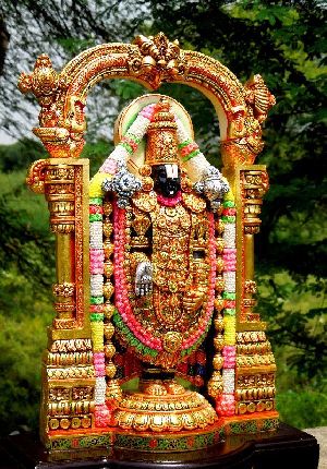 Tirupati Balaji Sculpture Gold Tanjore Painting