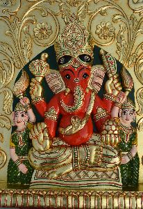 Wooden Siddhi Vinayak Ganesha Sculpture