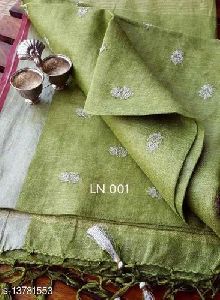 Cotton Linen Embroidery Saree