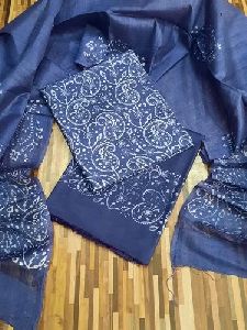 Indigo Print Dress Material