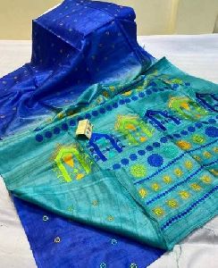 Tussar Silk Embroidered Saree