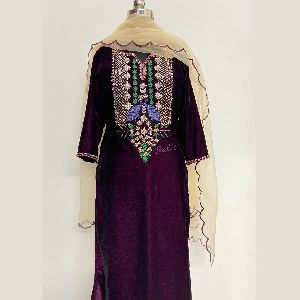 Pure Velvet Embroidered Suit
