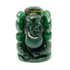Green Jade Gemstone Ganesha Statue