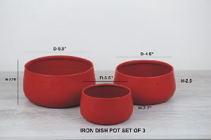iron round dish pot set of 3