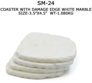 Damage Edge White Marble Coaster