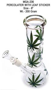 Leaf Sticker Glass Percolator Bong