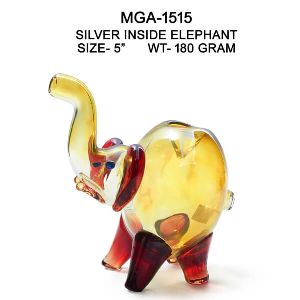 Silver Inside Elephant Glass Smoking Pipe