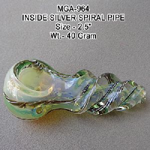 Silver Inside Spiral Peanut Glass Pipe