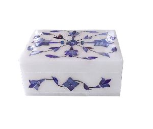 Marble Jewelry Box Inlaid with Gemstones