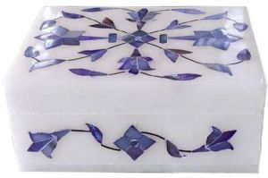 Marble Jewelry Box Inlaid with Gemstones