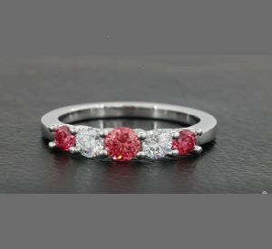 Pink and White Lab Grown Diamond Ring