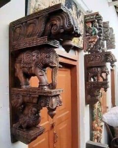 Wooden door and wall brackets