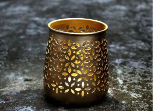 Perforated Bowl Metal Tea Light Holder, Tea light Candle Home, Traditional Candle Holder, Diwali