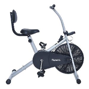 Fliptwirls Exercise Air Bike with Back Support 1001B for Weight Loss at Home (Silver/Black)