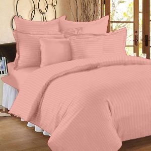 Rekhas 400 TC 100% Cotton Satin Striped Plain Bedsheet for Double Bed King Size