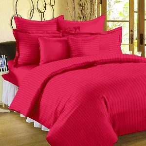 Rekhas 400 TC 100% Cotton Satin Striped Plain Maroon Bedsheet