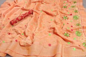 beautiful linen saree pc-54