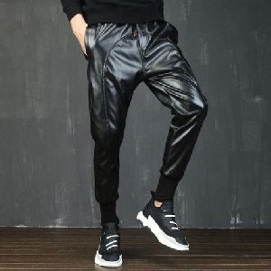Mens Leather Joggers