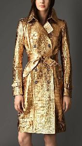 Womens Golden Leather Coat