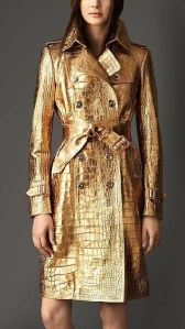 Womens Golden Leather Coat