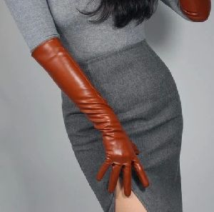 Womens Long Leather Gloves