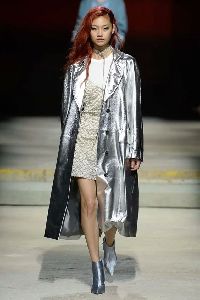 Womens Silver Leather Coat